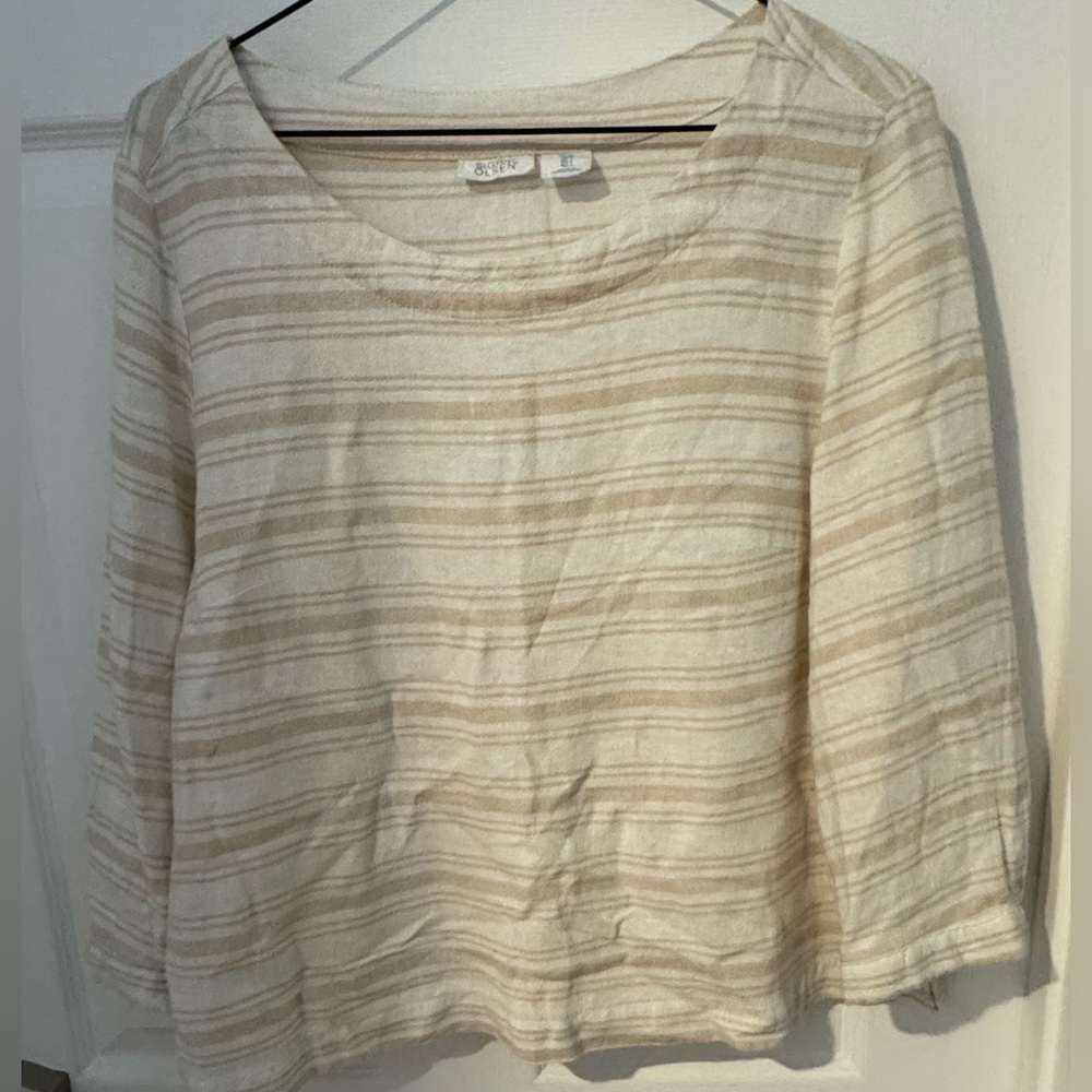 Sigrid Olsen Linen blend Top blouse pull over stripes light airy office street S